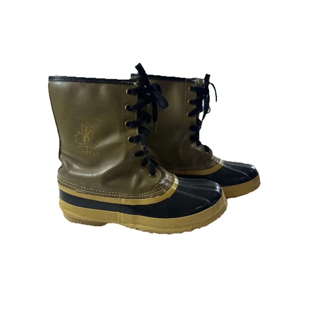 Vtg Sorel Arctic Pac Wool Kaufman Leather Rubber Winter‎ Snow Boots Women's Sz 7